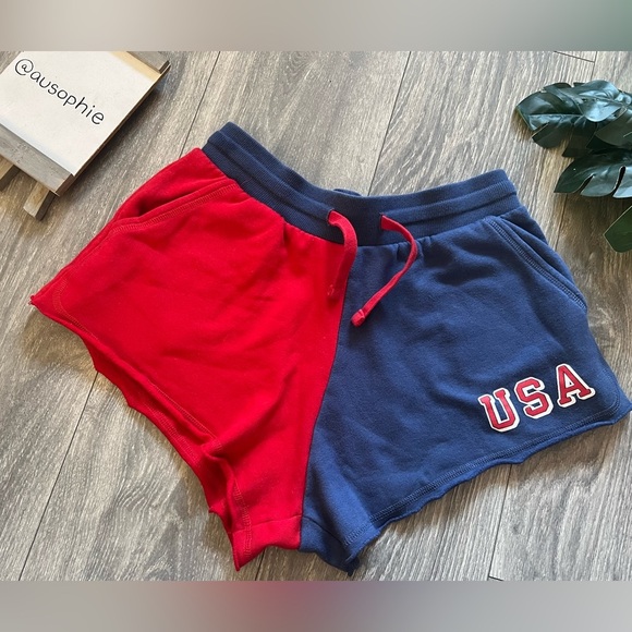 Modern Lux USA colorblock high waisted sweat shorts. Size S - Picture 1 of 5